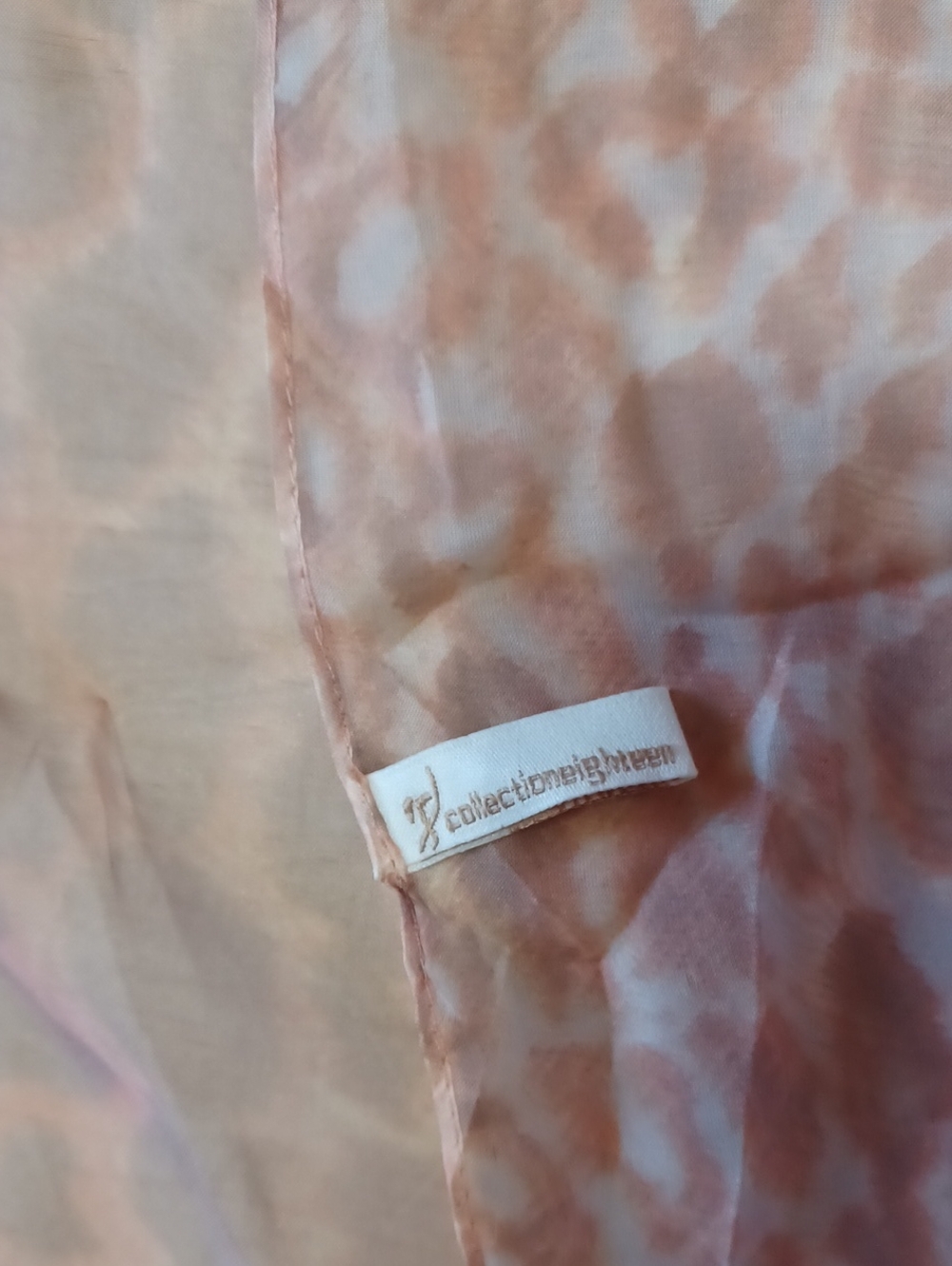 Connection18 Sheer Pink Peach Animal Print Scarf Shawl 74×23 Chiffon Leopard - Picture 3 of 10